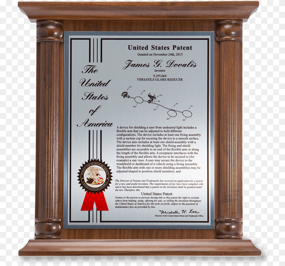 Pillar Series Patent Plaque Solid Walnut Silver Front Memorial, Text Free Transparent Png