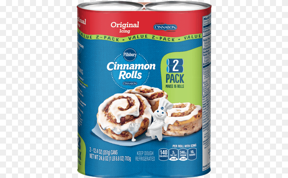 Pillsbury Cinnamon Rolls 2 Pack, Bread, Food, Can, Tin Free Png Download