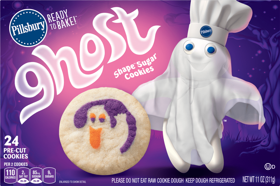 Pillsbury Ready To Bake Ghost Shape Sugar Cookies Pillsbury Ghost Cookies, Food, Sweets, Cookie Png Image