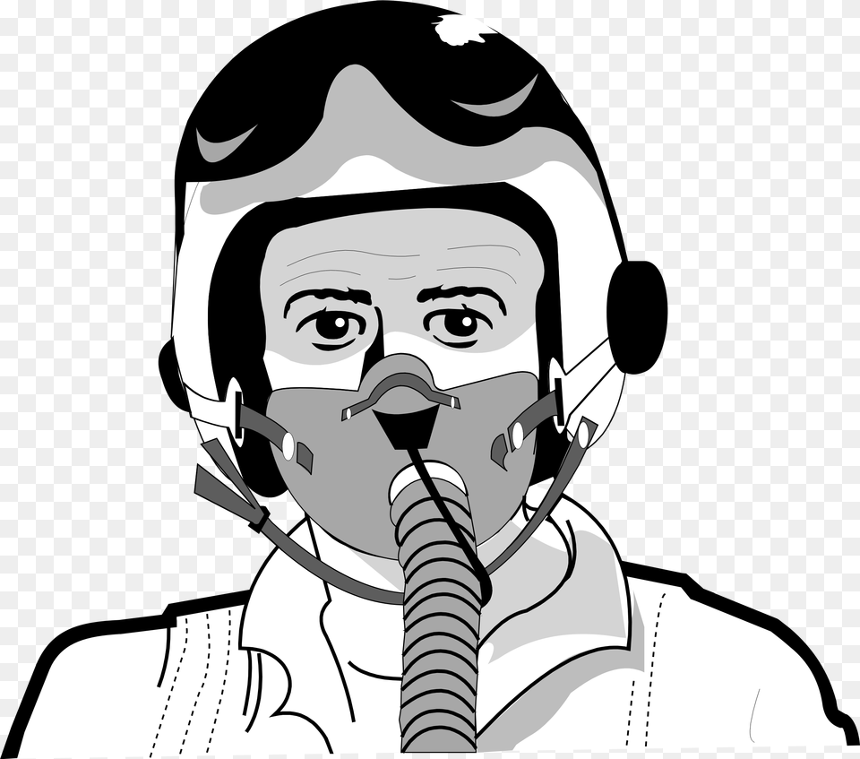 Pilot Drawing Mask Clipart Black And White Pilot, Adult, Person, Man, Male Free Png Download