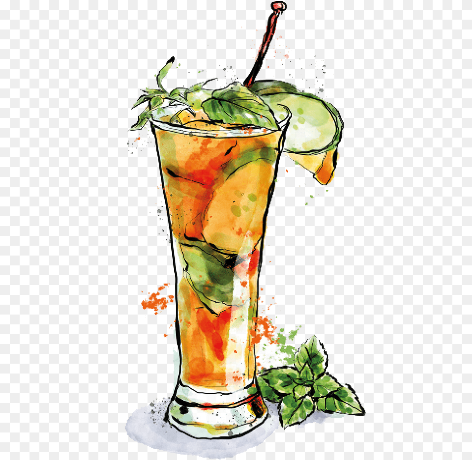 Pimms Cocktail Cup Transparent, Alcohol, Beverage, Herbs, Mint Png