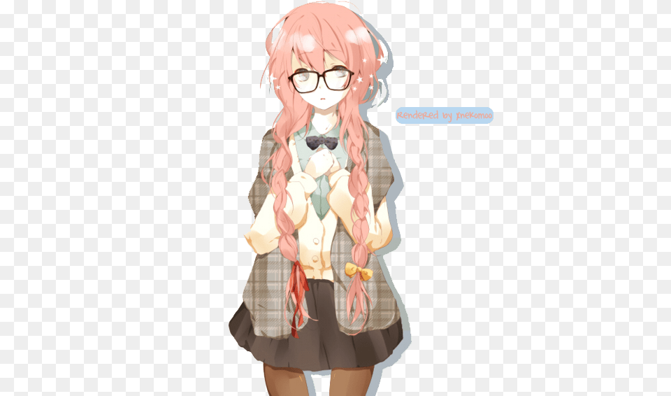 Pin Anime Girl With Braids Pink Hair, Book, Comics, Publication, Manga Free Transparent Png