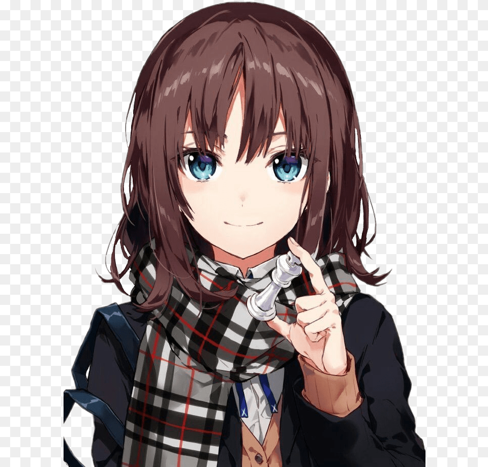 Pin Anime Girl With Brown Hair And Blue Eyes, Adult, Person, Female, Woman Png Image