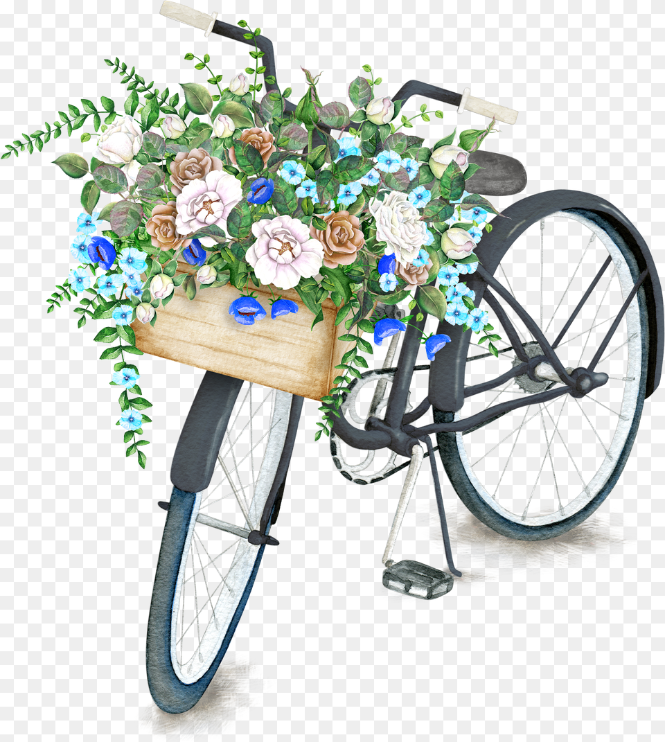 Pin By Bicycle With Flower Basket Drawing, Plant, Flower Arrangement, Flower Bouquet, Potted Plant Free Transparent Png