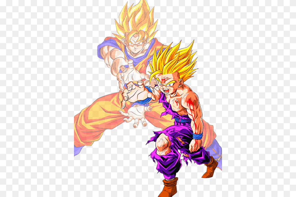 Pin By Santos Rodriquez On Tattoo Ideas Gohan Ssj2 Con Goku, Book, Comics, Publication, Person Free Transparent Png