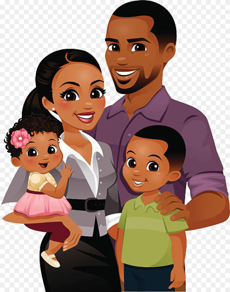 Pin Em Z Cartoon Black Family, People, Book, Comics, Publication Free Png Download