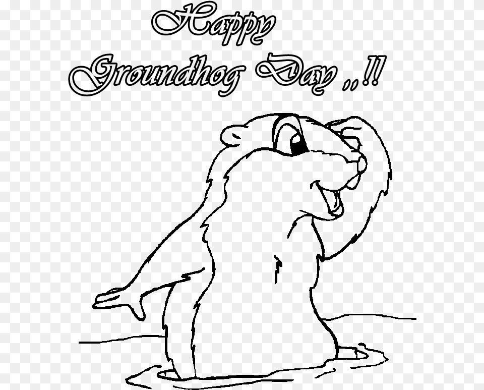 Pin Groundhog Day Clipart Black And White Groundhog Day Coloring Pages Handwriting, Text Free Png