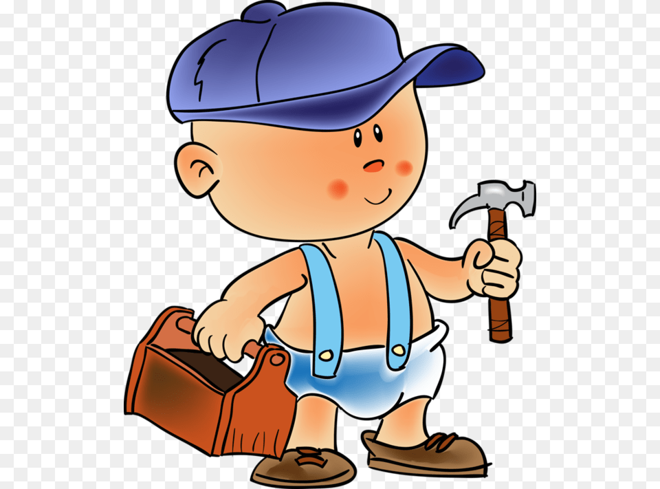 Pin Individual People Clipart Child With Hammer Cartoon, Baseball Cap, Cap, Clothing, Hat Free Png