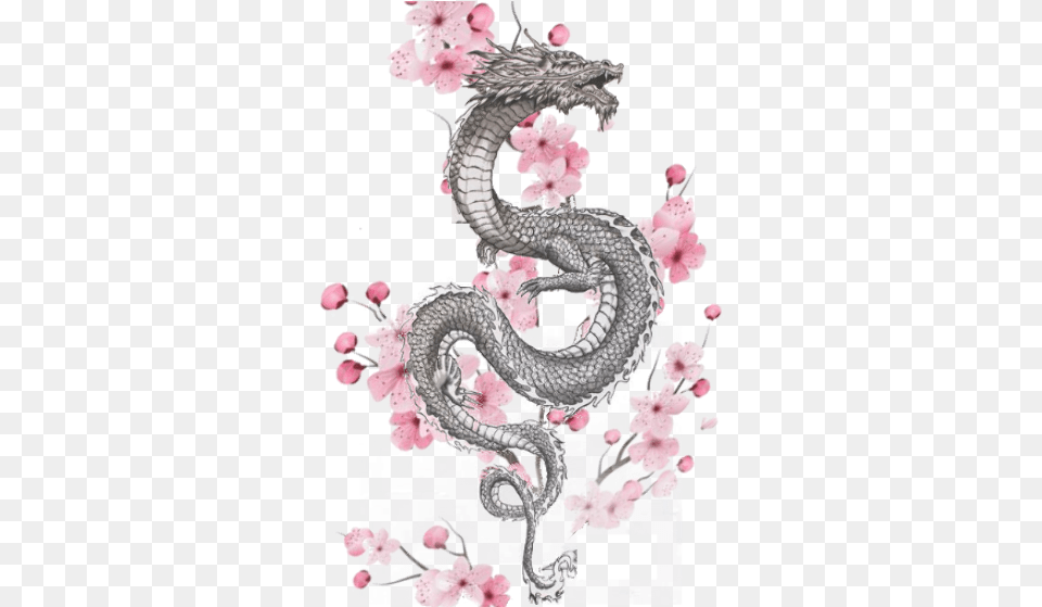 Pin Japanese Style Dragon Tattoo, Flower, Plant, Animal, Reptile Free Png Download