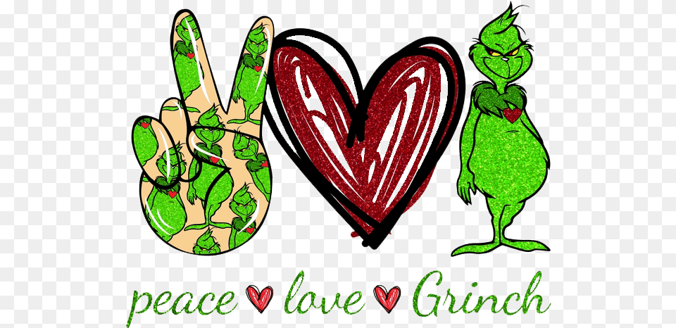 Pin Peace Love Grinch Svg, Green Png