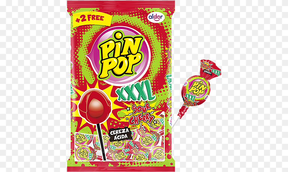 Pin Pop Xxxl Sour Cherry Aldor Pin Pop Sour Cherry, Candy, Food, Sweets, Lollipop Free Png