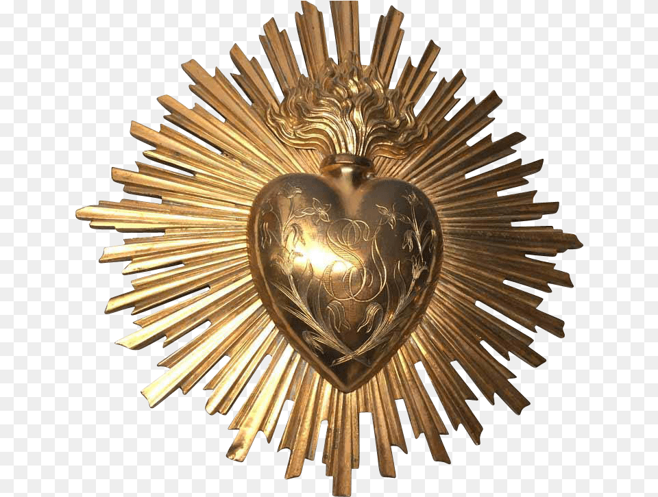 Pin Sacred Heart Without Thorns, Accessories, Jewelry, Symbol, Gold Free Transparent Png