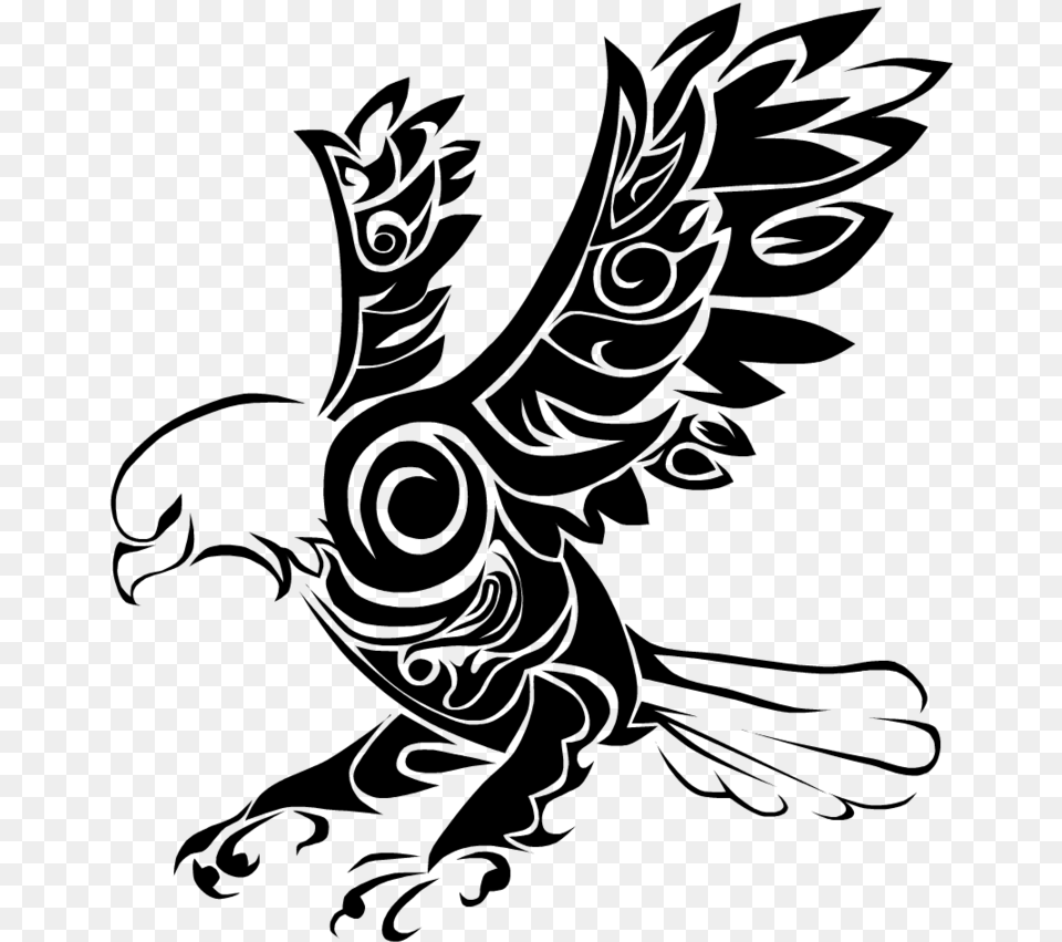 Pin Simple Feather Clipart Black And White Native American Eagle Tribal Tattoo, Gray Free Png Download