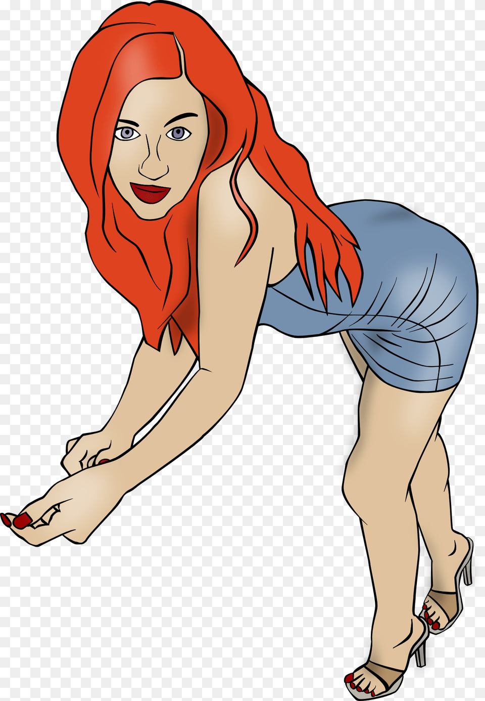 Pin Up Girl In Blue Dress Image, Footwear, Shoe, Clothing, Person Png