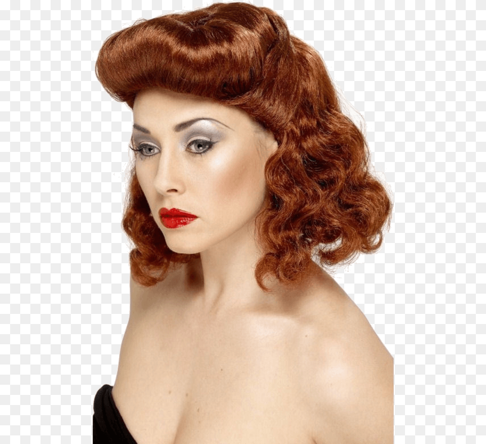 Pin Up Girl Wig Auburn 50s Housewife Wig, Adult, Person, Woman, Female Free Png