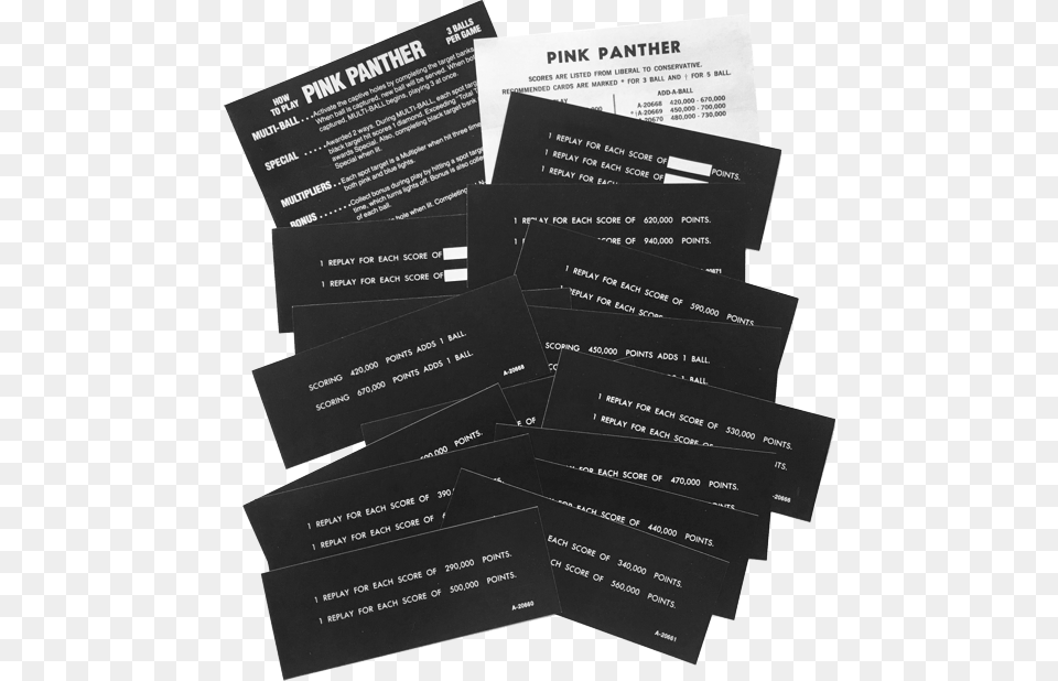 Pinball Instruction Cards Brochure, Paper, Text, Business Card Free Png