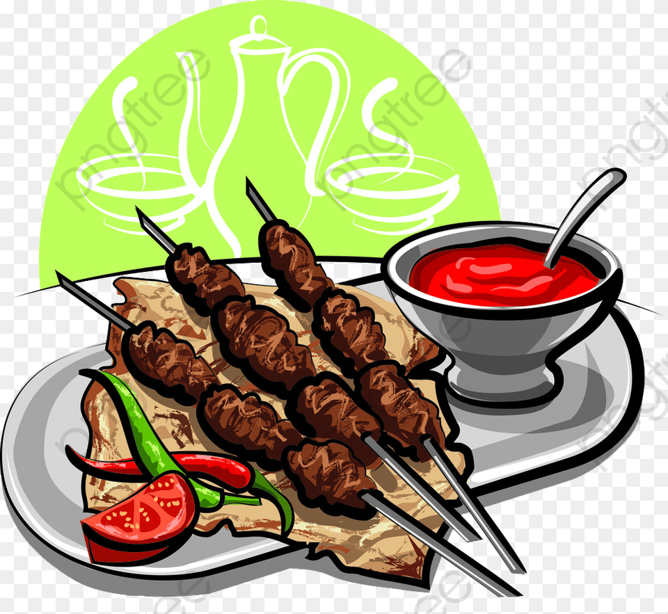 Pinchos De Pintado Grill Sticker Grilled Kebab, Meal, Food, Bbq, Cooking Png