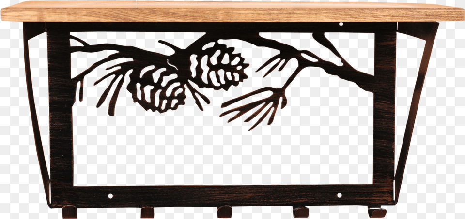 Pine Branch Scene Coat Rack With Shelf End Table, Furniture, Wood Png