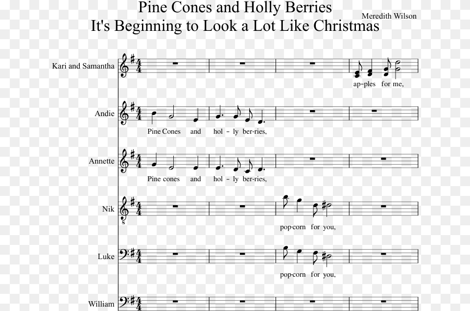 Pine Cones And Holly Berries It S Beginning To Look Polka Baritone Sheet Music, Gray Free Transparent Png