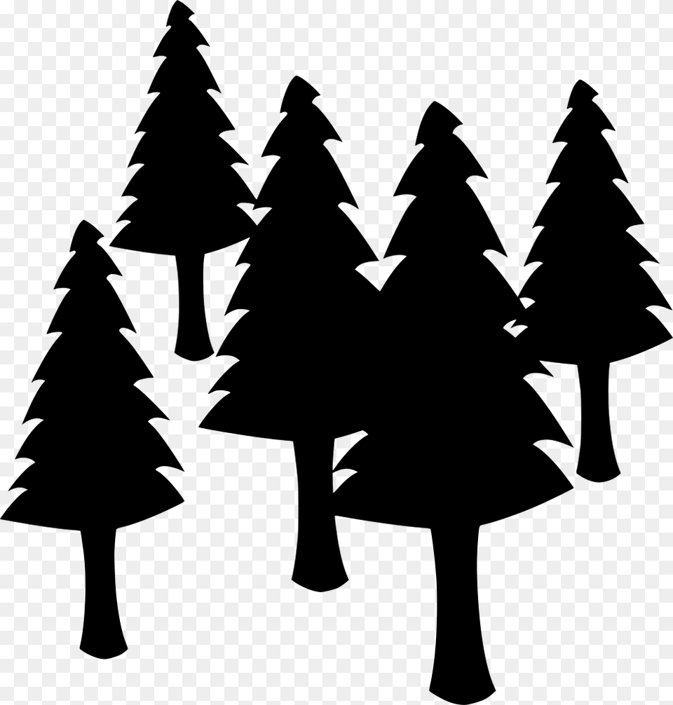 Pine Tree Cartoon Black And White, Gray Png