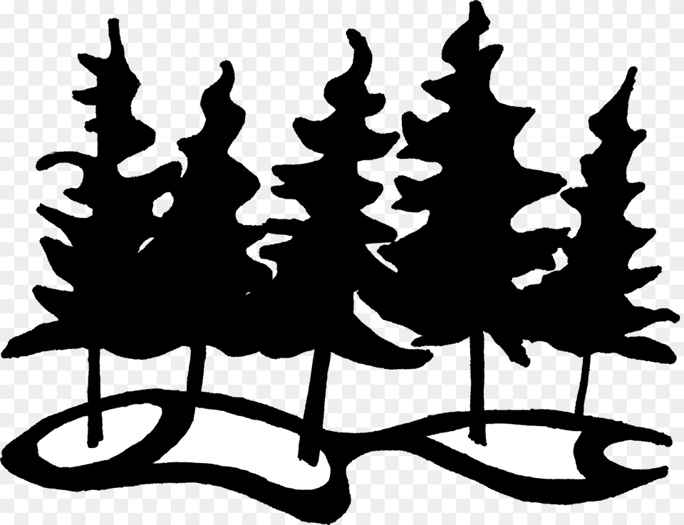 Pine Tree Clipart Dark Forest Clip Art Forest Black And White, People, Person, Silhouette, Painting Free Transparent Png