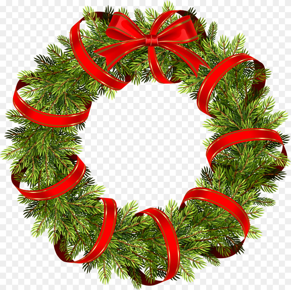 Pine Wreath Transparent Clipart Bow On Christmas Wreath Free Png