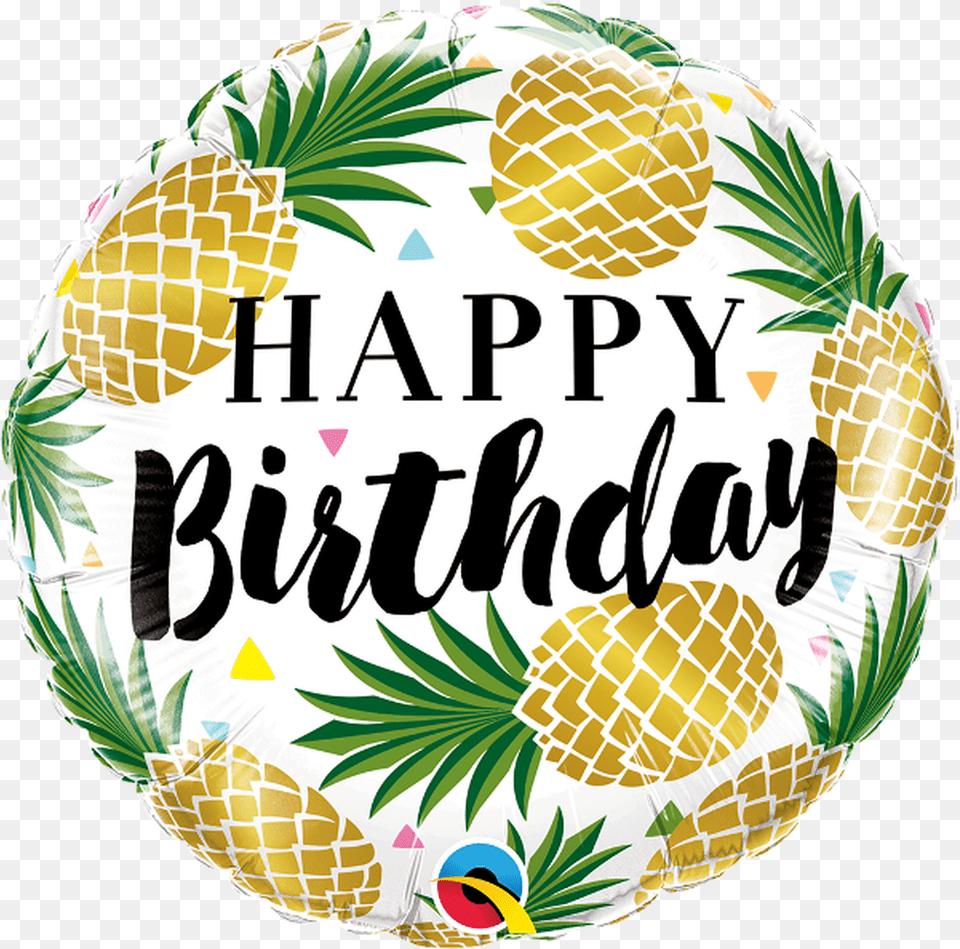 Pineapple Birthday Golden Foil Balloon 18inch Food, Fruit, Plant, Produce Free Transparent Png