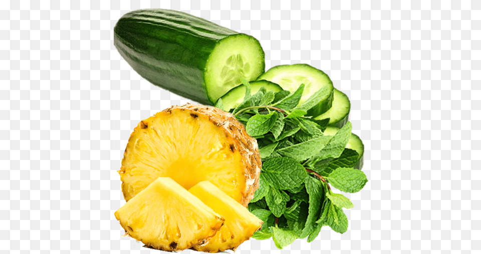 Pineapple Cucumber And Mint Recipe Transparent, Food, Fruit, Herbs, Plant Free Png Download