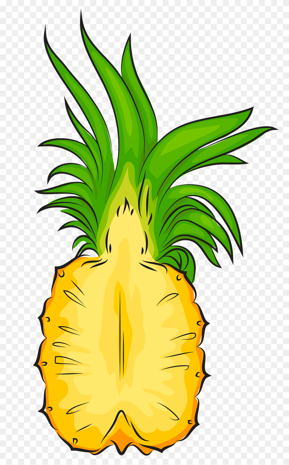 Pineapple Cut In Half Clipart Download Creazilla Pineapple Cut In Half, Food, Fruit, Plant, Produce Free Png