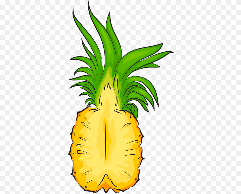 Pineapple Cut In Half Clipart Half Pineapple Clipart, Food, Fruit, Plant, Produce Png