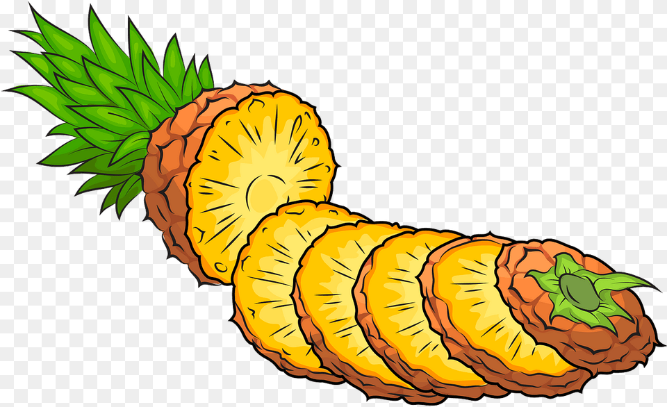 Pineapple Cut Into Pieces Clipart Creazilla Pineapple Cut Clipart, Food, Fruit, Plant, Produce Free Png