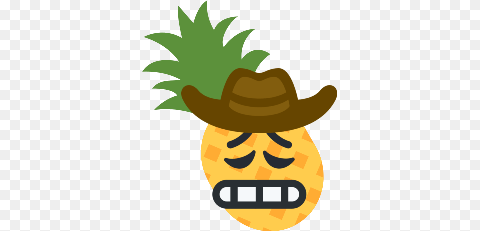 Pineapple Emoji Grinding Teeth With Weary Eyes Wearing Free Pineapple Svg, Clothing, Hat, Food, Fruit Png