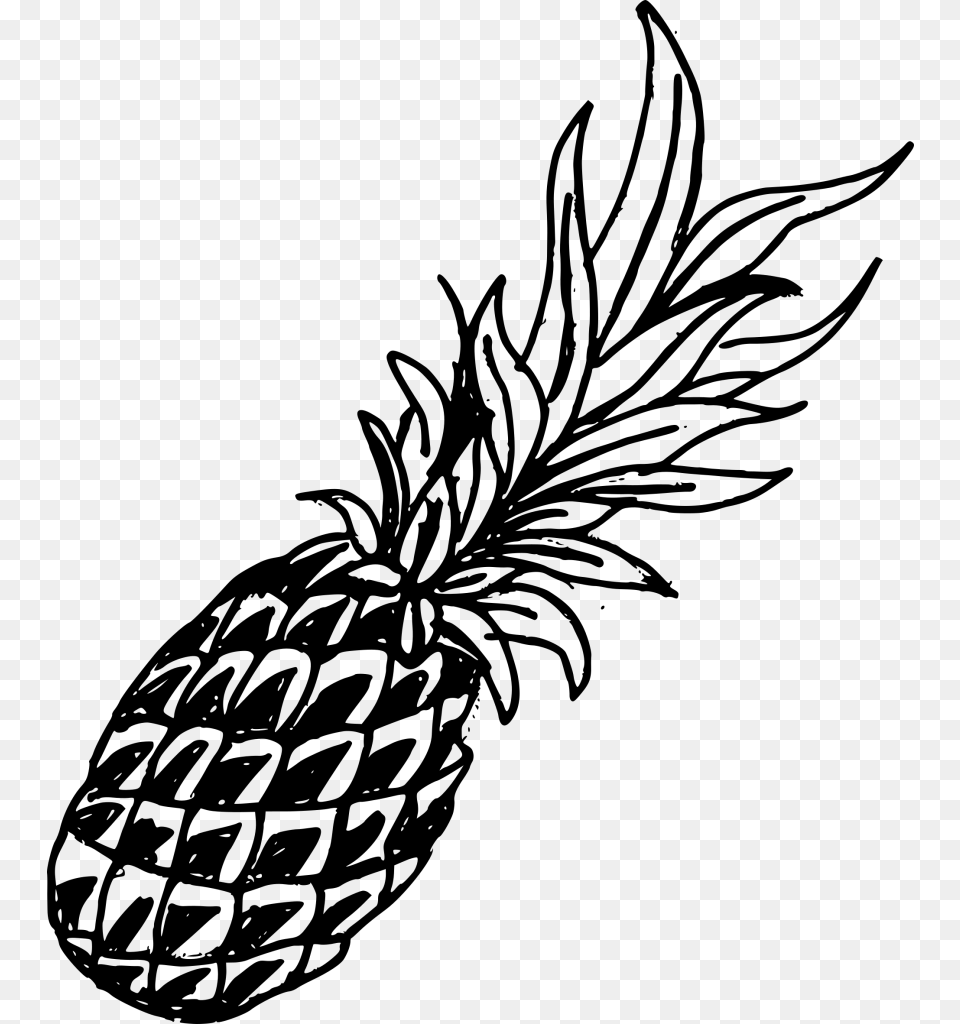 Pineapple Luau Clip Art Black And White, Gray Png