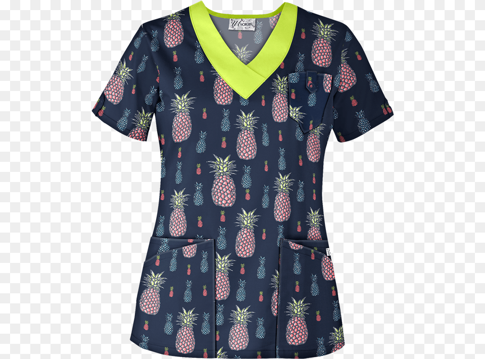 Pineapple Scrub Top, Blouse, Clothing, Dress, Pattern Free Png Download