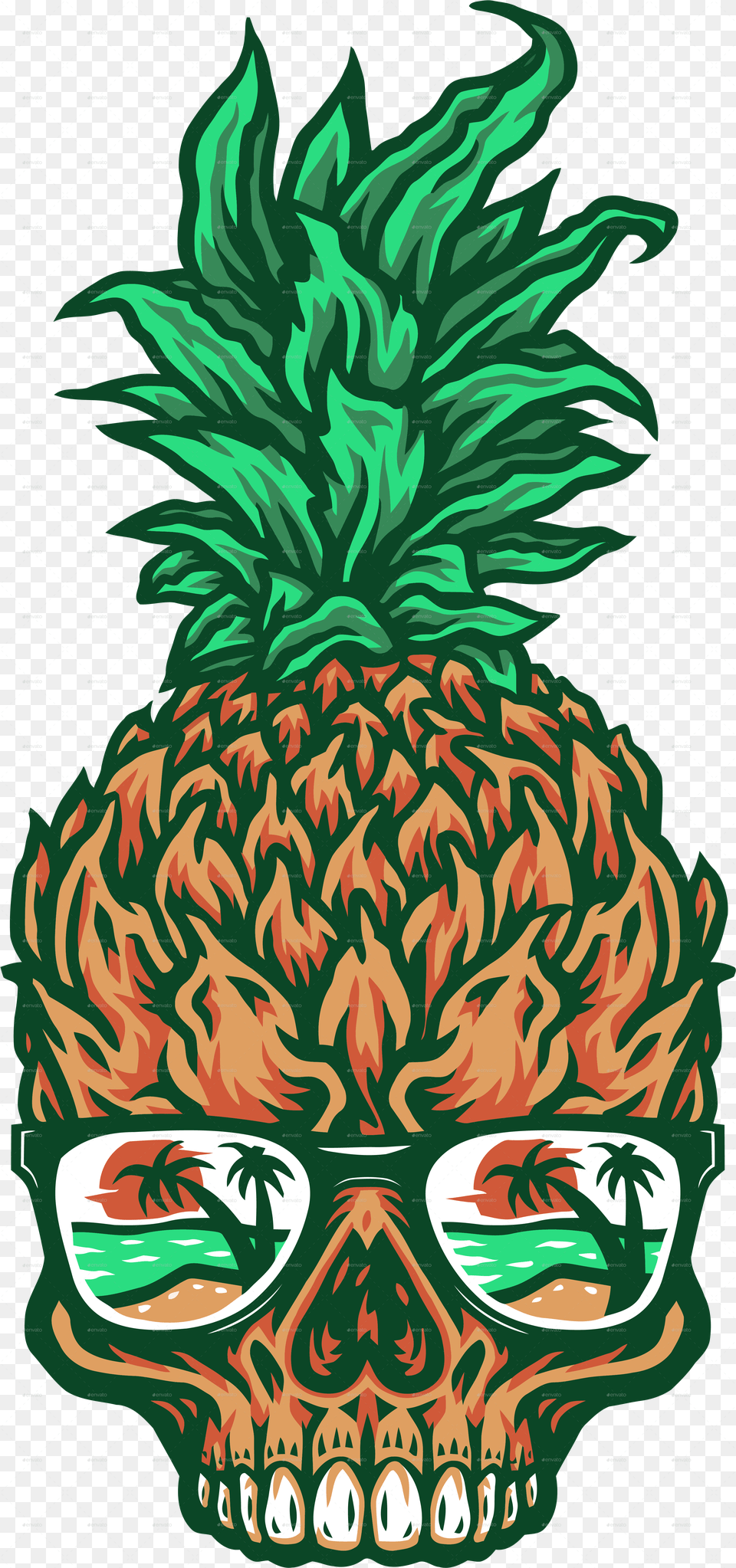 Pineapple Skull Pineapple Graphic, Food, Fruit, Plant, Produce Png Image