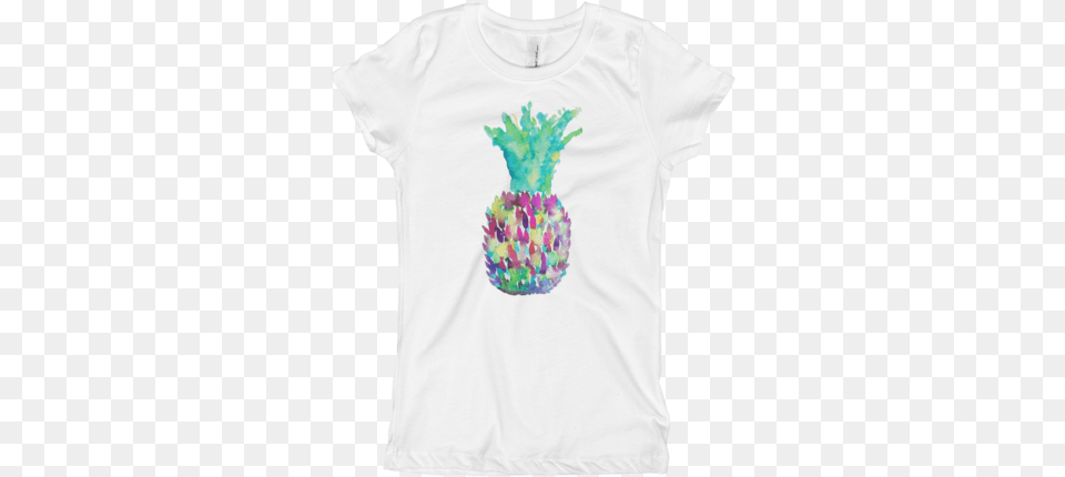 Pineapple Watercolor Girl39s T Shirt Pineapple, Clothing, T-shirt, Flower, Plant Png