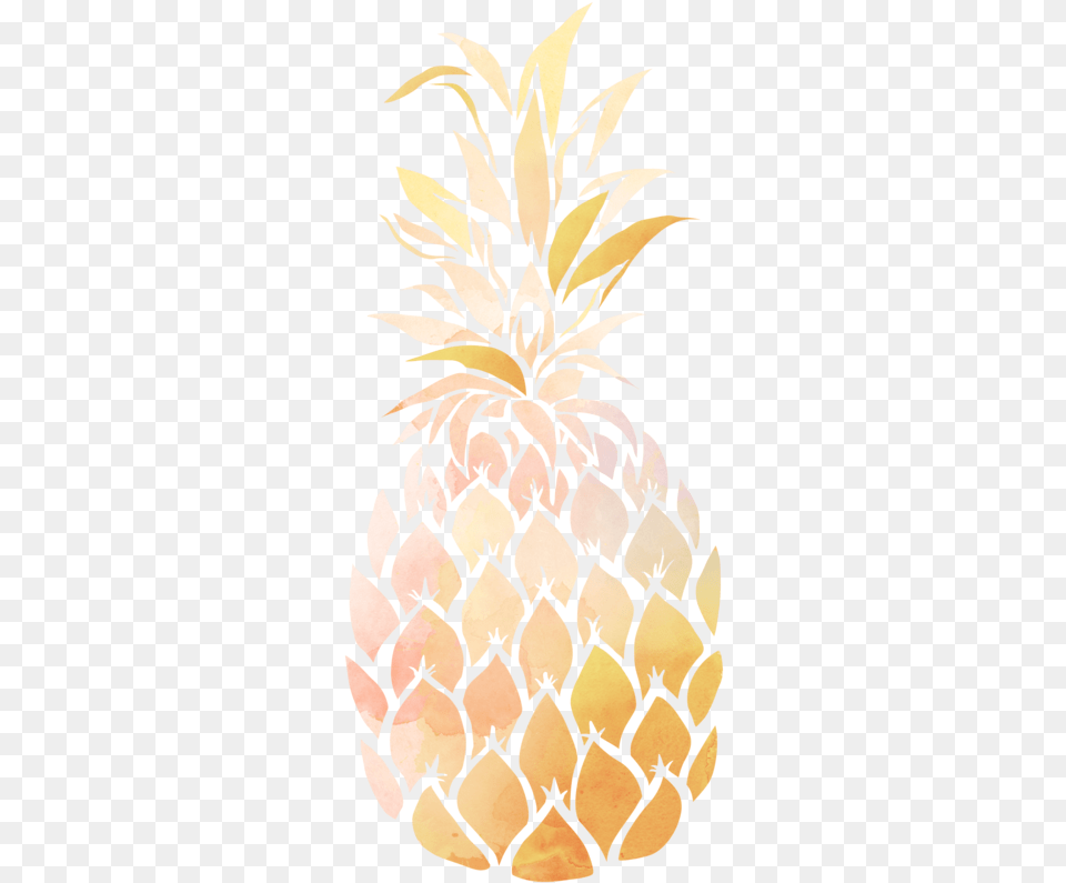 Pineapplewatercolor Pinkyellow Pineapple Stencil, Food, Fruit, Plant, Produce Png