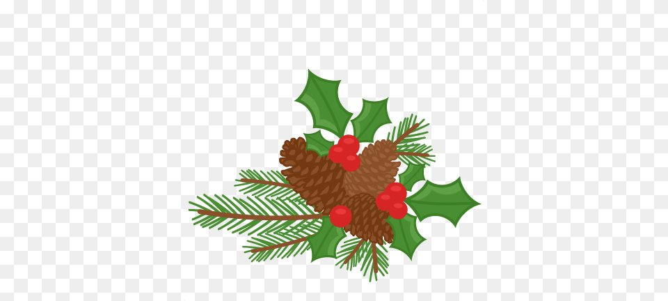 Pinecones Holly Berries Scrapbook Clip Art Christmas Cut Outs, Leaf, Plant, Tree, Food Free Png Download