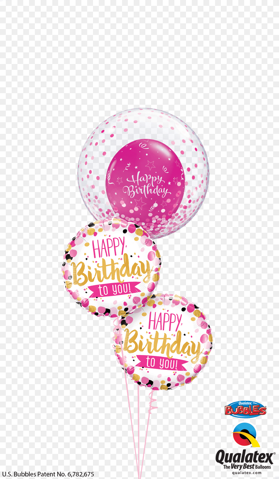 Pink Amp Gold Confetti Birthday Bouquet At London Helium, Balloon Free Png Download
