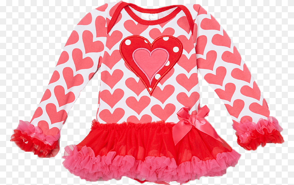 Pink Amp Red Hearts Skirted Bodysuit Heart, Blouse, Clothing, Long Sleeve, Sleeve Free Png