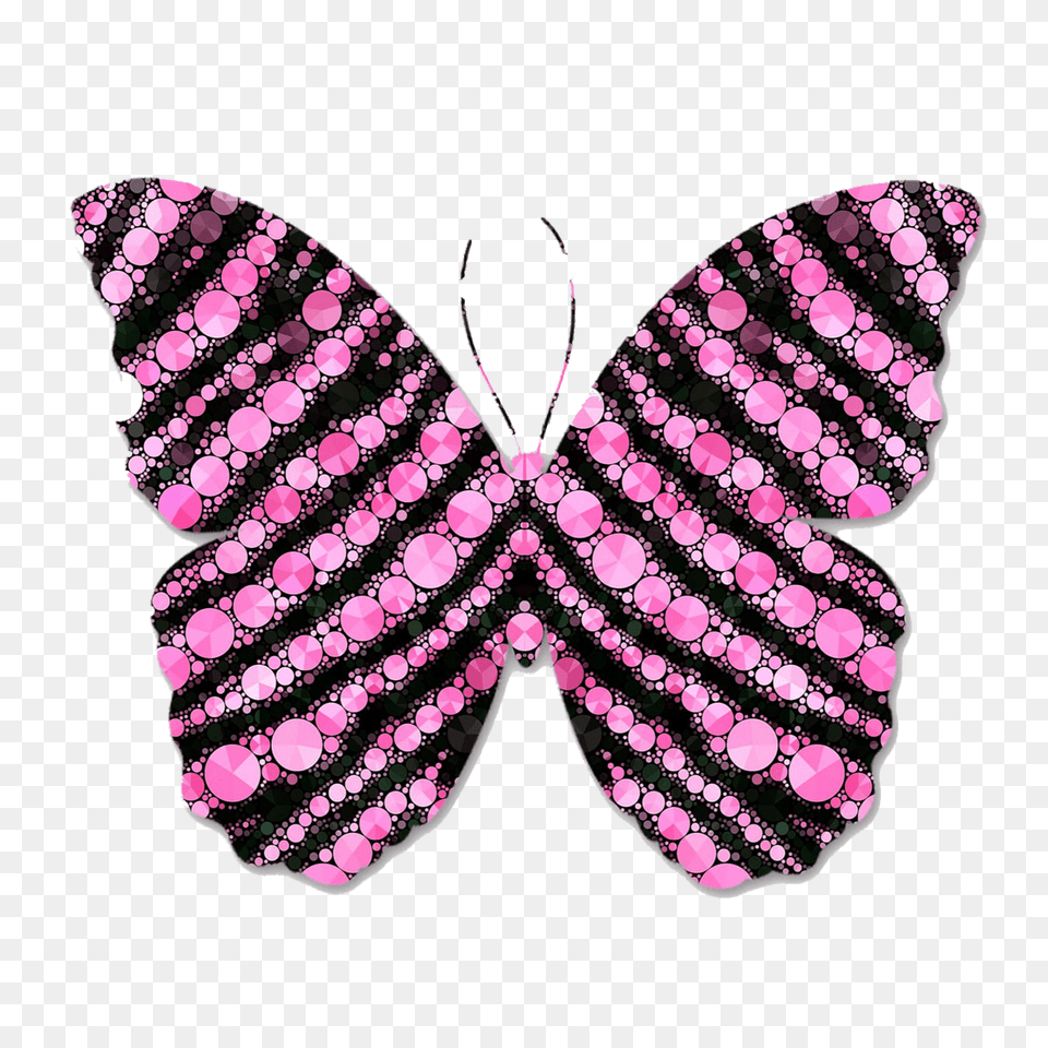 Pink And Black Circles Butterfly Clipart, Accessories, Diaper, Jewelry Free Png Download