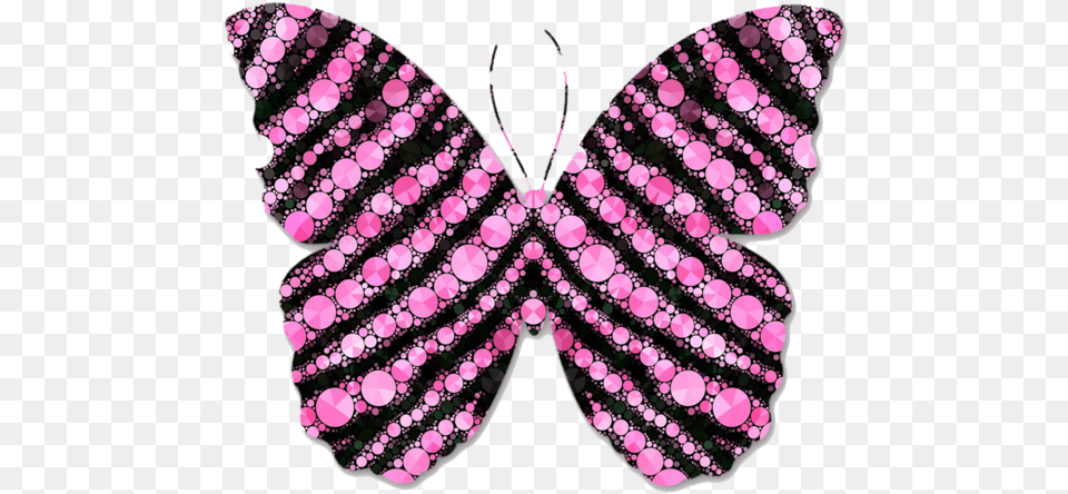 Pink And Black Circles Butterfly Clipart Zazzle Papillon Amp Orchide Roses Tongs, Purple, Accessories, Jewelry Free Png