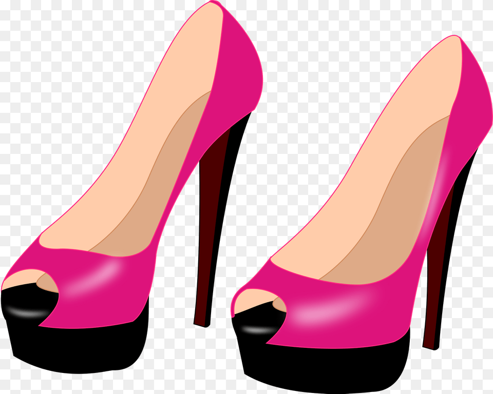 Pink And Black High Heeled Shoes Clipart, Clothing, Footwear, High Heel, Shoe Png Image