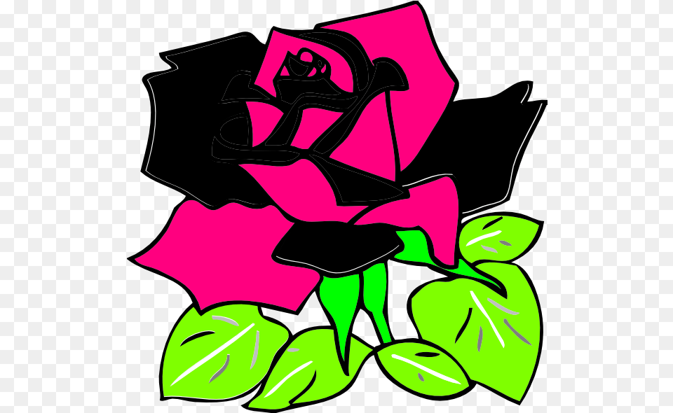 Pink And Black Rose Clip Art Vector Clip Art Rose Clip Art, Plant, Leaf, Flower, Green Png Image