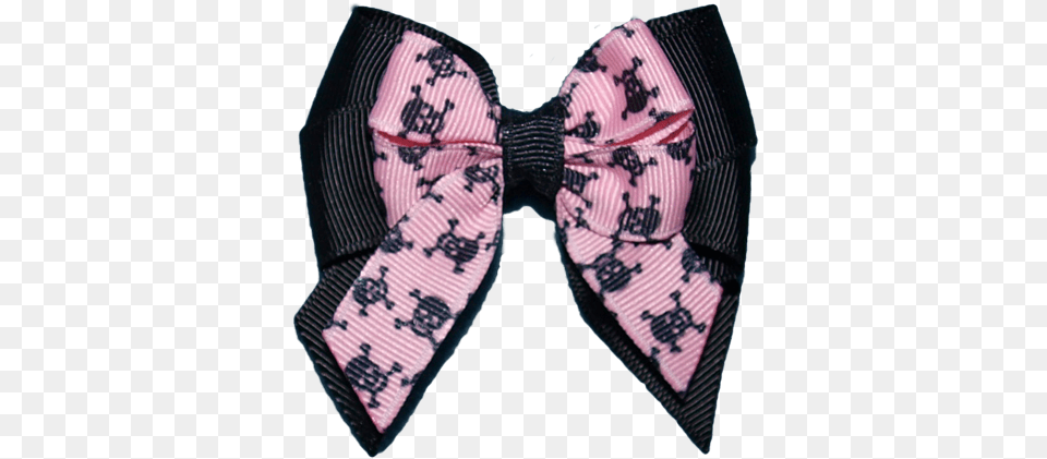 Pink And Black Skull Tails Out Medium Bow Skull Bow For Hair, Accessories, Bow Tie, Formal Wear, Tie Free Transparent Png