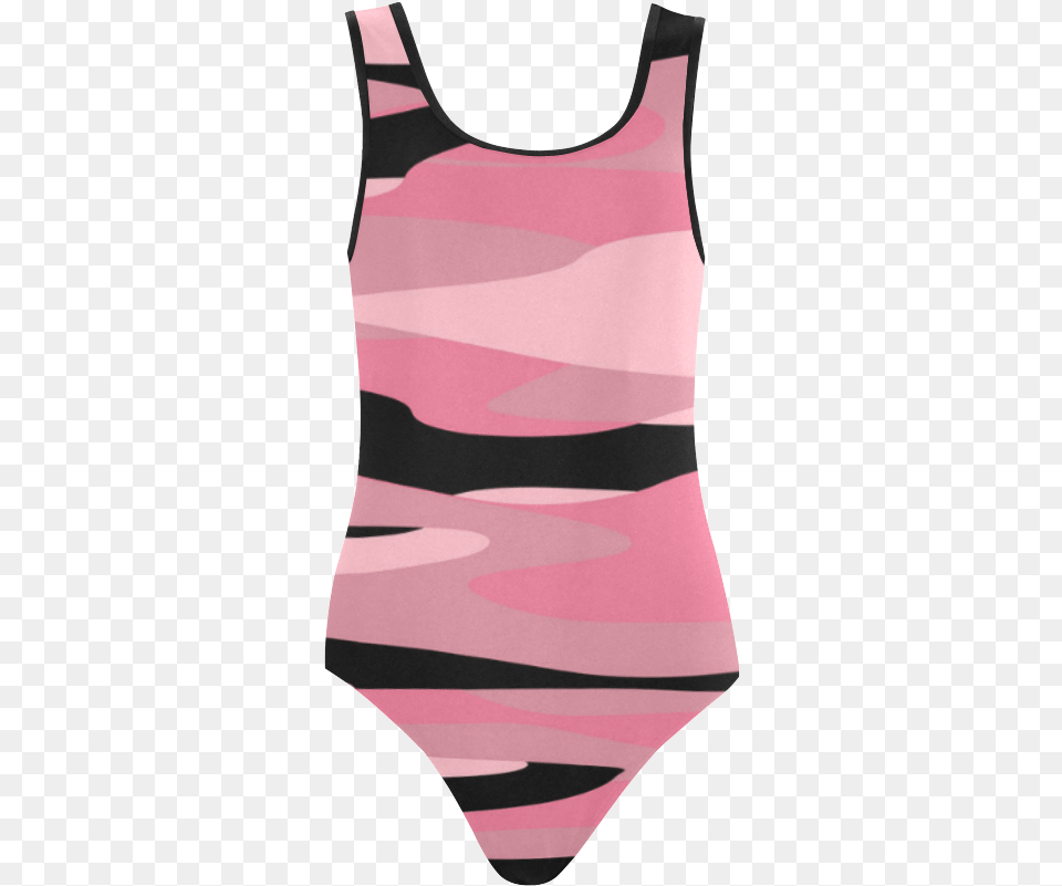 Pink And Black Tiger Stripe Camo Vest One Piece Swimsuit, Clothing, Swimwear, Tank Top, Accessories Free Png Download