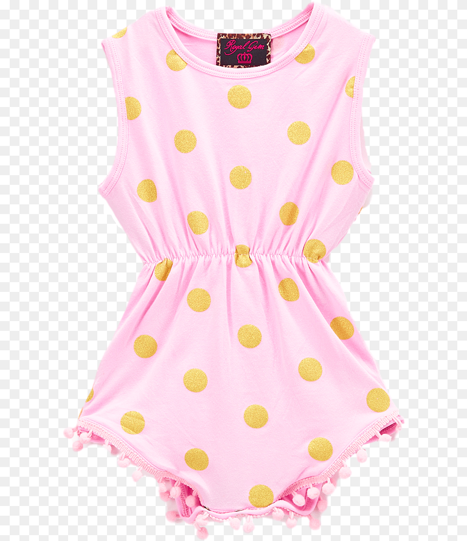 Pink And Gold Dot Pom Pom Romper, Pattern, Blouse, Clothing, Polka Dot Png Image