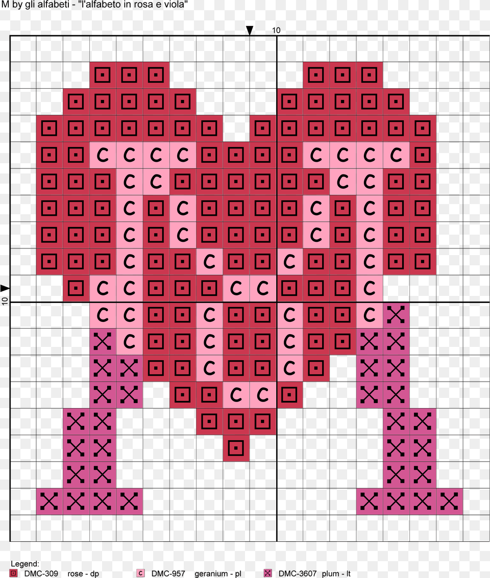 Pink And Purple Hearts Alphabet Cross Stitch Patterns Easy Pixel Art Heart, Pattern, Qr Code Free Png Download