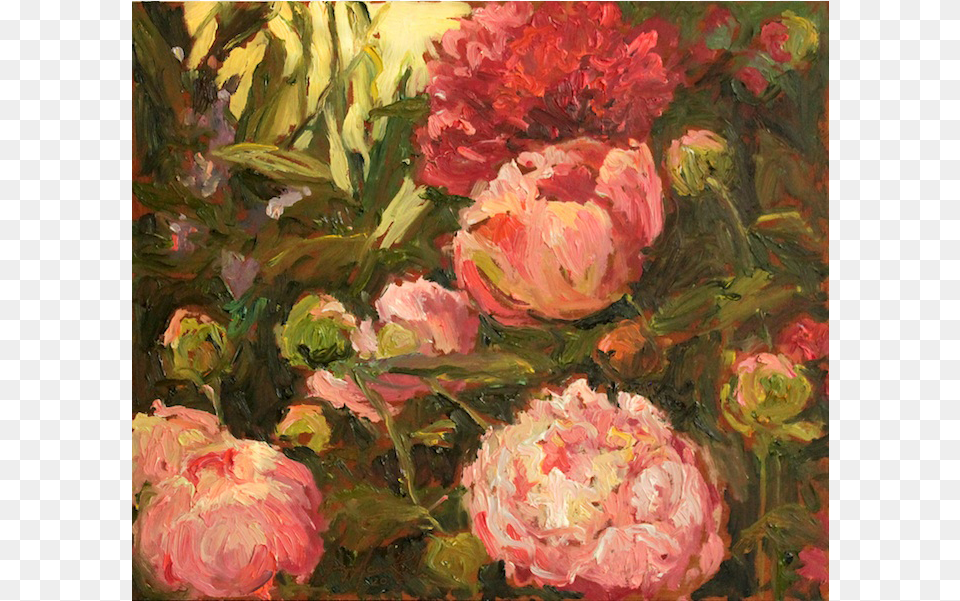 Pink And Red Peonies Alt Attribute, Art, Painting, Flower, Plant Png Image