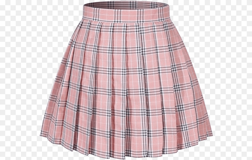 Pink And Skirt Image Pink And White Pleated Skirt Check, Clothing, Miniskirt, Shirt, Tartan Png